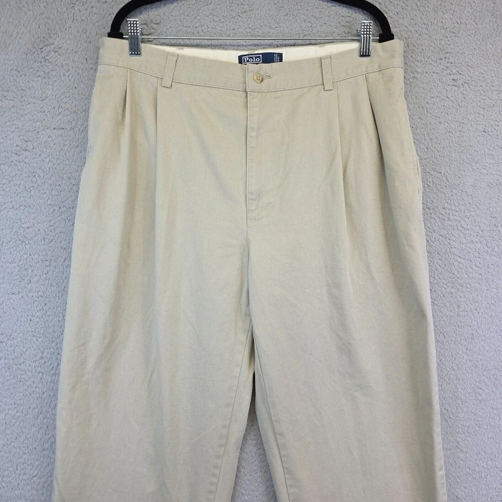 Polo Ralph Lauren‎ Hammond Pants Mens 38x32 Khaki Straight Pleated Preppy 35x30
